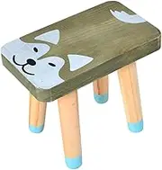 Cartoon Dog Wooden Stool Multi-use Boys and Girls Footstool Easy-Clean Surface for Home and School