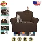 Elegant Dark Coffee Jacquard Sofa Protector - Machine Washable, High Stretch