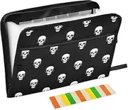 Quteprint 13 Pockets Expanding File Folder with Zipper Closure, Cute Halloween Skull Accordion File Folder with Sticky Labels, Letter Size A4 Papers Expandable File Document Organizer