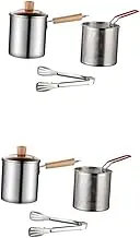 Zerodeko 2 Sets Stainless Steel Deep Frying Pot with Basket and Tong Capacity Handle for Safe Cooking Fryer for Home and Restaurant Use