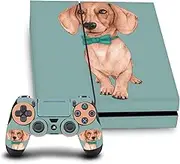 Official Barruf Dachshund, The Wiener Art Mix Vinyl Sticker Gaming Skin Decal Cover Compatible with Sony PlayStation 4 PS4 Console and DualShock 4 Controller Bundle