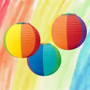 Rainbow Round Paper Lanterns 3pk