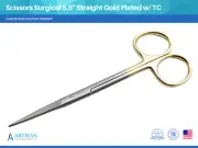 Scissors Surgical 5.5 Straight Gold Plated Handle Tungsten Carbide ARTMAN