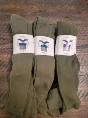 Defense Logistics Agency OTC Green Socks 9 Pairs Anti-Microbial Sz 12-13 USA New