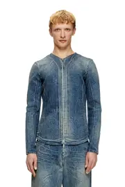 [Diesel] Diesel - Jacket in Ghost Embossed denim - Denim Jackets - Man - Blue XL Blue