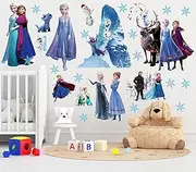 Frozen Wall Decals for Room Decor, Peel and Stick Blue Princess Wall Stickers Ideal for Girls Bedroom Bathroom Living Room Nursery Decoration