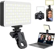 91 LED Selfie Light with Clip Rechargeable Fill Video Light, Adjusted Warm/White Light, Portable Phone Light for iPhone, Android, iPad, Laptop, Camera Light for Photography