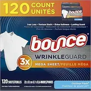 Bounce WrinkleGuard Mega Dryer Sheets, Fabric Softener and Wrinkle Releaser Sheets, Outdoor Fresh Scent, 120 count (Pack of 2, 60 count each)