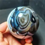 TOP 494G Natural Polished Banded Agate Crystal Sphere Ball Healing YWD769