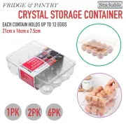 1/2/6 Crystal Egg Container Fridge Pantry Storage Clear Stackable Organiser Tray