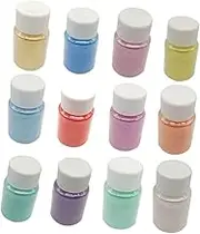 12 Pcs Mica Powder Pearl Pigment Set Each Natural Powder for DIY Crafts Soap Making Bath Bombs Nail Art for Safe Skin Use