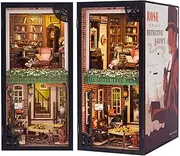 CUTEBEE DIY Book Nook Dollhouse Kit with Dust Cover,Bookshelf Insert DIY Miniature House Kit Booknook Bookend Model Build Creativity Kit Decor Alley with LED Light (Rose Detective Agency)