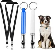 Dog Whistle Training, 2Pcs Stop Neighbors Dog Barking Whistle with Lanyard, Adjustable Dog Training Whistle for Bad Behavior, Professional Dog Whistle to Stop Dog Attack for Dog Trainer (White&Blue)