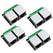 4PCS RJ45 Ethernet Dual Female Terminal Breakout Board,3.5mm Pitch Connector Board Shielded Network As Shown