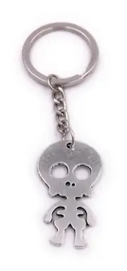 Skeleton Child Halloween Key Ring Pendant Silver Made of Metal