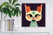 Ancient Cat by Neko-Suki Giclee Print on Canvas Framed Modern Art