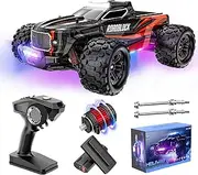 EUARY Remote Control Car 1:12 with Lights, 48 km/h Brushless Motor RC Car (Bright Red), Off-Road Hobby Monster Crawler with 2 Batteries, 45 Minutes Running Time, for Adults