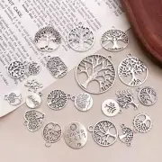 5 Tree of Life Charms Pendants Antique Silver Tone Tree Findings Assorted Lot