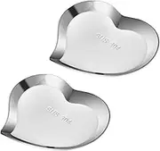 Amosfun 2pcs Dish Stainless Steel Dip Serving Plate Stainless Steel Dipping Plate Sauce Container Seasoning Bowl Kitchen Utensil Sauce Bowl Condiment Tray Condiment Bowl Silver