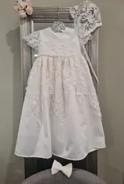Christening - Daisy Satin Lace Sequined Short Gown