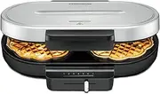 ROMMELSBACHER WA 1250 Waffle Machine for 2 Heart Wafers, 16 cm Diameter, Non-Stick Coating, Baking Light, Infinitely Adjustable, 1250 Watt, Black/Silver