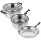 Deep Frying Pan with Lid Induction Hob Pans Stainless Steel Pot Set