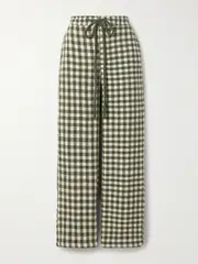 [The Elder Statesman] The Elder Statesman - Checked Cashmere Straight-leg Pants - Green - large large Green