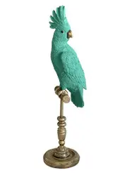 Singa Brass & Ceramic Cacatoes Royale on Stand in Teal