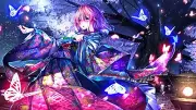 Anime girls long hair open mouth touhou saigyouji yuyuko Playmat Gaming Mat Desk