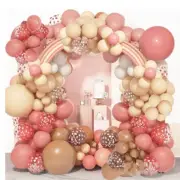 Retro Pink Brown Balloon Garland Arch Kit Ballloons Wedding Birthday Party Decor