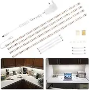 WOBANE LED Under Cabinet Lighting Kit,Flexible LED Ribbon Lights Bar,Under Counter Lights for Kitchen,Cupboard,Desk,Showcase,Shelf,2m Rope Light Set,12v,120 LEDs,1200lm,6000K White,4 Panel