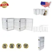 Portable Wooden Dog Gate - 5 Panel Acacia Hardwood, 30” Tall for Pet Safety