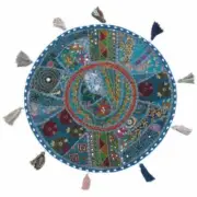 Embroidery Patchwork Cushion Cover, Indian Vintage Ottoman Handmade Decorative