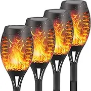 Solar Lights Outdoor, 4 Pack Solar Torch Light for Garden Decor, Solar Garden Lights, Waterproof Solar Powered Outdoor Lights, Flame Torches for Outside Patio Pathway Yard Decorations (Yellow)
