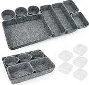 Pack of 13 Desk Drawer Organiser, Office Drawer Organiser, Washable Felt Storage Box for Home, Dressing Table Makeup Organiser, Living Room Container for Organiser System