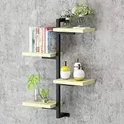 Wall Mounted Storage Shelves Multilayer Floating Shelves Wood with Metal Bracket for Home Decor - Display Wall Shelf