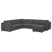 VIMLE corner sofa, 5-seat, with chaise longue/Hallarp grey