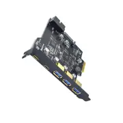 PCI-E USB3.0 2 Type-A Expansion Card 3 Type-C Adapter 19Pin For Windows 7/8/10 v