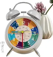 Analog Alarm Clock for Kids | Teaching Time Clock for Kids with Night Light Silent Non Ticking | Clock Toy Early Educational Color Sorting for Toddler Kids Children