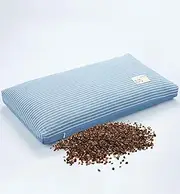 EDMILE Buckwheat Pillows for Sleeping, Adjustable Hulls Firm Pillow Neck Head Back Shoulder Support for Pain Relief, Small Bed Pillow for Side Back Sleepers, Blue 20"X12"