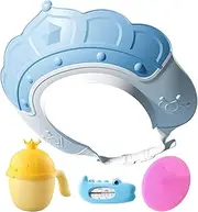 Shampoo Hat for Children,Hair Washing Shield with Water Temperature Gauge and Shampoo Cup - Shampoo Cap with Shampoo Brush, Makes The Kids Bath More Fun