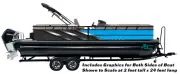 Black Blue Silver Stripes Graphic Wrap Kit Decal Bass Fishing Boat Vinyl Pontoon