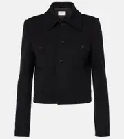 [Saint Laurent] Saint Laurent Cropped wool-blend jersey jacket UK 8 black