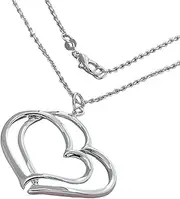 [Peysaitr] Heart Necklace,S925 Sterling Silver Pendant Necklace with Chain,Long Love Pendant Necklace,Heart Drop Necklace Jewelry for Women and Girls Gifts, One size, Silver, No Gemstone