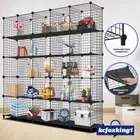Black Wire Mesh Cabinet Metal Shelf DIY 25 Cube Storage Shoe Toy Rack Bookcase