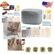 Versatile 10LB Gray Air-Dry Clay with Essential 40 Tool Set for Sculpting