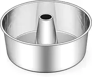 E-far Angel Food Cake Pan, 10-Inch Stainless Steel Tube Pan for Baking Pound Chiffon Cake, One-piece Design & Non-toxic, Dishwasher Safe