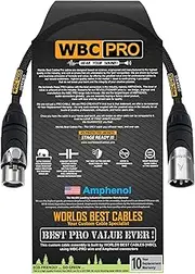 30 CM - WBC-PRO-Quad Ultra-Silent Ultra-Flexible Balanced Star-Quad Cable with Amphenol Male & Female XLR Plugs & Black Tweed Jacket