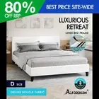 ALFORDSON Bed Frame Double Mattress Base Wooden Platform Boucle Fabric White