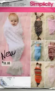 SIMPLICITY 1898 SEWING PATTERN SWADDLING SAKS AND HATS SIZE 7-13 lbs.